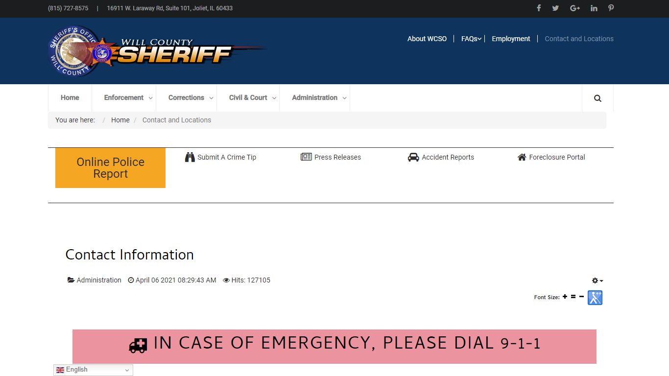 Contact and Locations - WC Sheriff's Office
